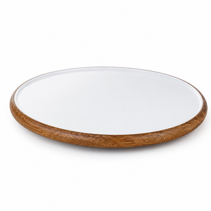 ALTAMASH CRAFT Wood Modern Wedding Dining <b>Table</b> <b>Decorative</b> Tray White Enamel Surface Abstract Minimalist Design Multi-Functional - Product Image 1