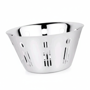 Cesta de comida rápida de acero inoxidable para restaurante, cesta de pan redonda con líneas grandes y agujeros redondos, precio al por mayor - Product Image 1