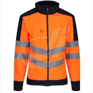 Hi-Vis 2-Lagen-Softshell-Jacke für Herren Orange Navy