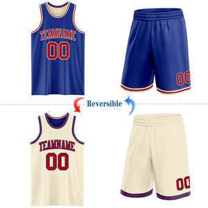 Ensemble de maillots de basket rétro réversibles en maille perforée premium, tenues d'équipe rayées, kits d'entraînement athlétique, vêtements de sport OEM - Product Image 2