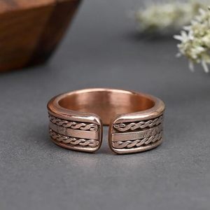 Premium Magnetic Copper Ring – Adjustable Therapeutic <b>Accessory</b> for Joint Comfort Decorative <b>Braided</b> Design Wellness Jewelry - Product Image 5