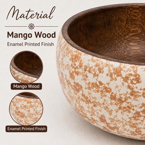 Handcrafted <b>Mango</b> <b>Wood</b> Enamel Printed Salad <b>Bowl</b> Food Safe Wooden Serving <b>Bowl</b> for Salad Fruit Pasta Snacks Kitchen Dining Decor - Product Image 3