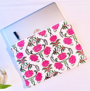Housse d'ordinateur portable en coton à motif floral, étui de protection matelassé, couleur personnalisée, logo pour ordinateurs portables, style classique, usage quotidien, travail - Product Image 1