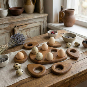 Bandeja para Huevos de Madera con Forma Ovalada, Organizador Decorativo para Almacenamiento de Huevos, para Encimera de Cocina, Mesa de Desayuno, Despensa, Cocina Estilo Rústico - Product Image 2