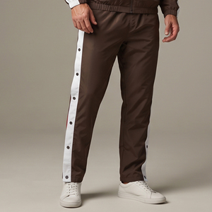 Pantalon de survêtement pour hommes avec boutons latéraux, coupe-vent en nylon, personnalisable avec logo - Product Image 6