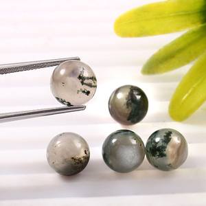 Lot en gros de 10 mm de billes rondes lisses en agate mousse naturelle, sphères de cristal de guérison, pierres précieuses en vrac pour la fabrication de bijoux - Product Image 2