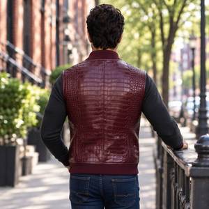 Chaleco de Cuero Repujado Transpirable y Resistente al Viento para Hombre, Estilo Biker Occidental - Product Image 4