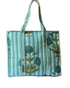 ATITHI ART Reusable Cotton Quilted <b>Tote</b> Bag Eco Friendly Soft Padded Shopping Travel Daily Carry Lightweight Durable <b>Zipper</b> - Product Image 2