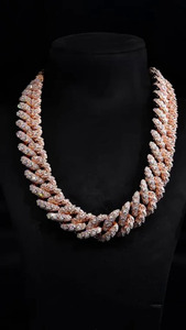 Luxury Rose Gold Plated S925 Lab Grown Diamond <b>Statement</b> <b>Necklace</b> Marquise Cut Channel Setting Women's and Men's Party Jewelry - Product Image 3