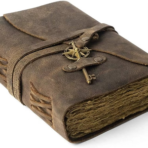 สมุดบันทึกหนังวินเทจขายส่ง พร้อมกุญแจ กระดาษขอบดิบ สมุดวาดภาพทำมือแบบโบราณ สมุดบันทึกหนังทำมือ - Product Image 2