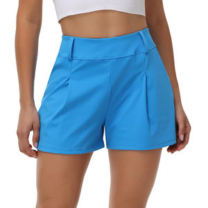 Shorts en jean décontractés pour femme, taille haute, coupe droite, avec cordon de serrage, respirants, anti-plis, séchage rapide, longueur genou – Nouvelle collection très prisée - Product Image 1
