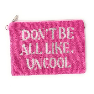 Beaded Quote Coin <b>Purse</b> Zipper Multicolor Statement Funny Text Custom Size Trendy Girls Handmade Clutch Motivational Gift - Product Image 1