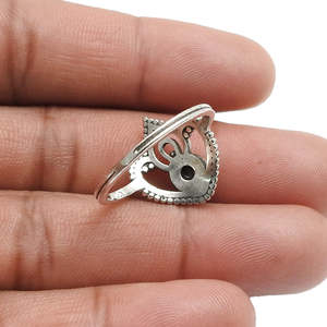 Anillo Bohemio de Plata de Ley 925 de Lujo con Piedra de Ónix Negra en Engaste de Bisel, Anillo Bohemio para Boda o Fiesta - Product Image 2