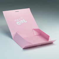 Luxuriöse Rosa Magnetische Faltbare Papierbox mit Matter Laminierung & Prägung, Recycelbares Band für Babyparty- und Hochzeitsverpackungen