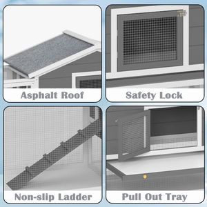 Conejera Grande de Madera de 2 Pisos con Cerradura, Casa para Mascotas con Rampas y Área de Juego, Fácil de Montar para Uso en Exteriores con Techo de Asfalto - Product Image 4