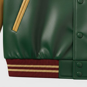 แจ็คเก็ตเบสบอลปักลายเชนิลล์หนังแท้พร้อมโลโก้สั่งทำพิเศษสำหรับผู้ชาย แจ็คเก็ตวาร์ซิตี้แขนหนังแบบวินเทจ - Product Image 5