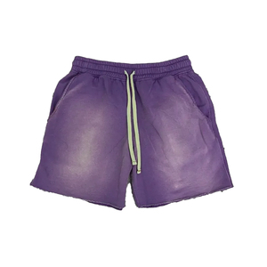 High Quality Custom Printed Men's Sweat Shorts <b>Vintage</b> <b>French</b> Terry Cotton Fleece Acid Wash Raw Edges Casual Shorts for Men - Product Image 1