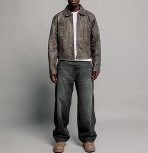 Nouvelle veste en cuir PU unisexe, personnalisée, de haute qualité, style vintage décoloré, avec fermeture éclair, vente en gros directe usine - Product Image 5