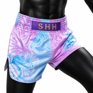 Pantalones Cortos de Boxeo Florales Rosa y Azul para Mujer SHH, Satén, Muay Thai, Kickboxing, Entrenamiento, Ropa de Lucha, Ajuste Holgado, Ropa Deportiva para Adultos - Product Image 5