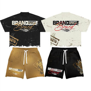 ชุดเสื้อยืดและกางเกงขาสั้นผู้ชายแบรนด์ Brand Dept ผ้าถักเนื้อแน่น พิมพ์ลายผ้าฝ้าย ชุดลำลองฤดูร้อน คอกลม ระบายอากาศได้ดี สวมใส่สบาย - Product Image 1