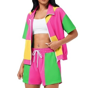 RABUSH SPORTS 2026 Factory Made Custom Two Piece Winter Color Block Windbreaker Short <b>Jacket</b> Set Polyester/Nylon Material - Product Image 1