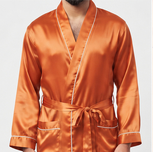 <b>Men's</b> Polyester Night Gown 100% <b>Silk</b> Classic Satin Night Dress Long Gown Soft Sleep Wear Soft Comfortable Sleep Wear Gown - Product Image 6