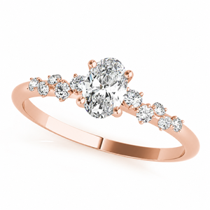Bague de fiançailles ovale en diamant de laboratoire avec diamants ronds latéraux gradués, plaqué rhodium, or 10K 14K 18K, argent 925 935 - Product Image 2
