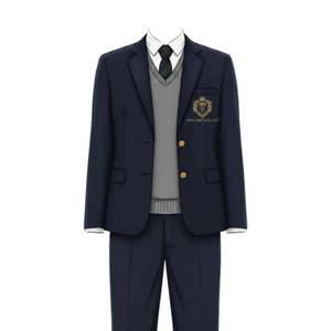 Pull en tricot noir à col en V pour garçons, uniforme scolaire, vêtements pour l'école primaire - Product Image 3