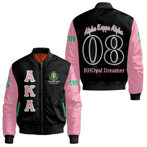 Chaqueta Bomber Floral Alpha Aka, Estampado Hawaiano Rosa y Verde, Chaqueta Casual Unisex con Cierre Frontal - Product Image 4