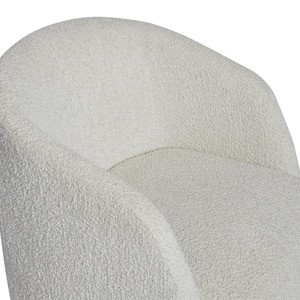 Fauteuil pivotant moderne blanc rembourré, fauteuil de loisirs incurvé pour salon et chambre à coucher - Product Image 6