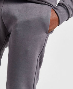 Chándal liso de lana ajustado con logotipo personalizado, chándal para hombre con capucha, conjunto de pantalones para correr, chándales de algodón transpirable de poliéster - Product Image 5