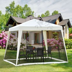 Gazebo da Esterno 10x10 Beige con Pareti Laterali in Rete, Tenda per Feste e Protezione Solare - Product Image 2