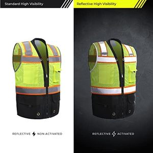 Veste de sécurité réfléchissante haute visibilité en gros, gilet de sécurité en maille haute visibilité avec poches pour vêtements de travail industriels - Product Image 3
