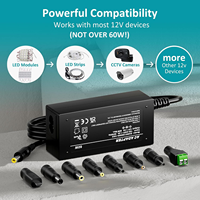 Adaptateur d'alimentation 12V 5A, chargeur AC 100-240V vers DC 12V 1.5A 1A pour bande lumineuse LED, lecteur DVD, caméra de sécurité CCTV, Sceptre