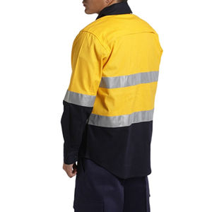 Vêtements de travail pour hommes, vêtements de travail en coton ripstop bicolore, ignifuge, chemise de travail à manches courtes - Product Image 2