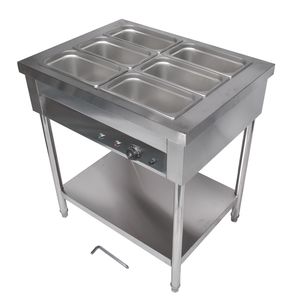 Scaldavivande Elettrico Professionale Commerciale a 6 Vasche, Tavolo Riscaldante a Vapore in Acciaio Inox per Buffet e Catering - Product Image 3