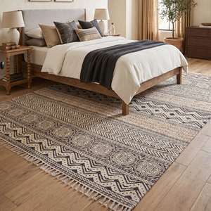 Cotton Handmade Bohemian Geometric Pattern Area <b>Rug</b> Thin Thickness Soft Flatweave for Living Room <b>Bedroom</b> Kitchen Hallway - Product Image 2