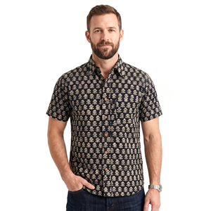 Camisa Casual de Algodón con Estampado Floral de Manga Corta para Hombre, Cuello Camisero, Transpirable para Verano - Product Image 1