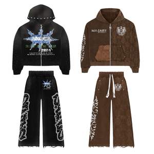 Survêtement d'hiver haut de gamme grande taille avec veste zippée ornée de strass et pantalon à rayures latérales, marque privée - Product Image 4