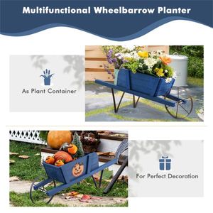 Carrello Fioriera 2-in-1 in Legno con Ruote Pneumatiche e 9 Accessori Magnetici per Giardino e Giardinaggio - Product Image 4