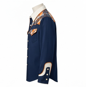 Camisa Vaquera Unisex con Estampado Floral, 100% Algodón, Manga Larga, Estilo Vintage Casual, Corte Ajustado, Ribete en Contraste, Personalizable con Bordado OEM, Estilo Rodeo - Product Image 3