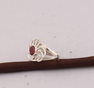 Natural Red <b>Garnet</b> <b>Ring</b> 925 Sterling <b>Silver</b> Vintage Style Deep Red Gemstone <b>Ring</b> for Women Handcrafted Boho Fine Jewelry - Product Image 5