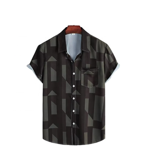 Camisa de Manga Corta para Hombre, Estilo Hawaiano, Tejida, Lisa, con Cuello Solapa, Nueva Colección de Verano, Venta al Por Mayor - Product Image 1