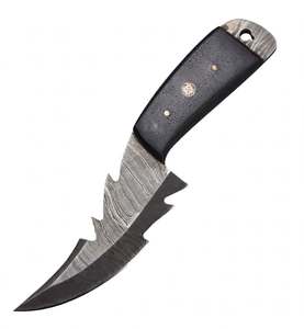 Cuchillo utilitario artesanal de acero de Damasco con mango de hueso negro, herramienta de hoja fija para coleccionistas - Product Image 5