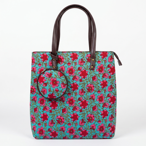 Sacs fourre-tout en coton faits à la main, imprimés à la main, style bohème, avec fermeture éclair, écologiques, vente en gros OEM, marque privée, exportation mondiale - Product Image 1