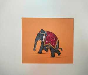 Peinture sur toile d'éléphant faite à la main, style ethnique indien, art mural peint à la main pour l'intérieur de la maison, salon, article cadeau unique - Product Image 5