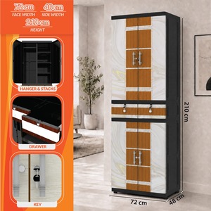 Naiba Drawer Fit Plastic Wardrobe Cabinet Beige with Drawer, Shelves & <b>Hanger</b> for Clothing Storage Bedroom Furniture - Product Image 5