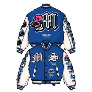 Servicio OEM de buena alta calidad Graffiti Street Style bordado Varsity Jacket Unisex Plus Size Trendy Unique Style Venta - Product Image 3