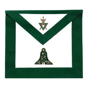 Senior Deacon Allied Masonic Degrees <b>Apron</b> <b>White</b> Dark Green Border Sun Emblem Embroidery Custom Ceremonial Regalia - Product Image 3