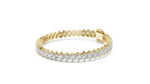Pulsera de tenis con diamantes cultivados en laboratorio de corte esmeralda en oro rosa, en oro macizo de 18 quilates - Product Image 3